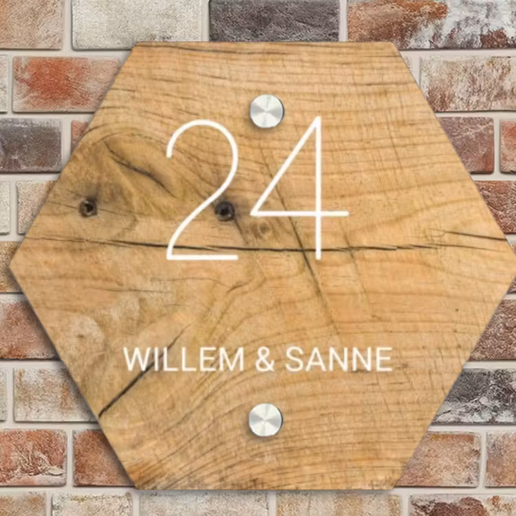 Naambordje voordeur - Hexagon - Hout - Klassiek — 4