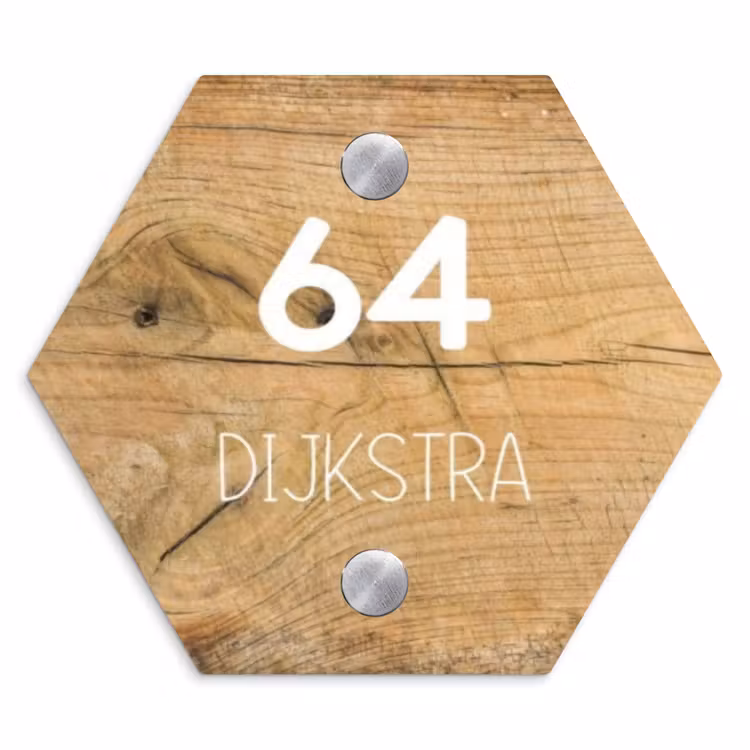 Naambordje voordeur - Hexagon - Hout - Modern — 1