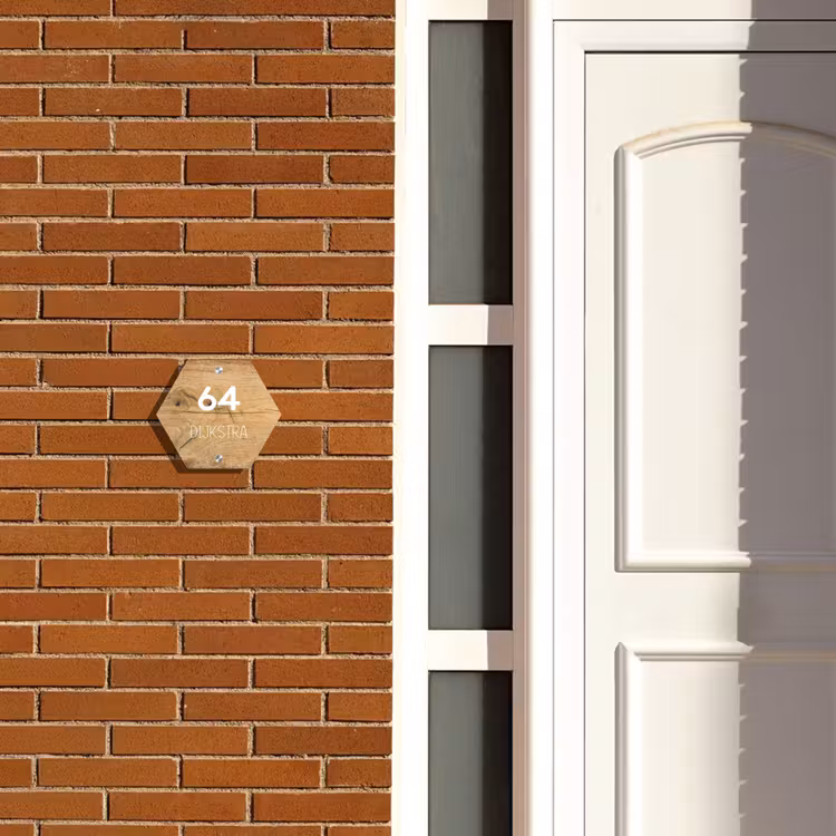 Naambordje voordeur - Hexagon - Hout - Modern — 2