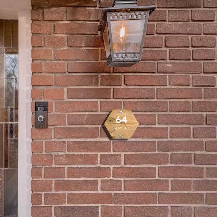 Naambordje voordeur - Hexagon - Hout - Modern — 3