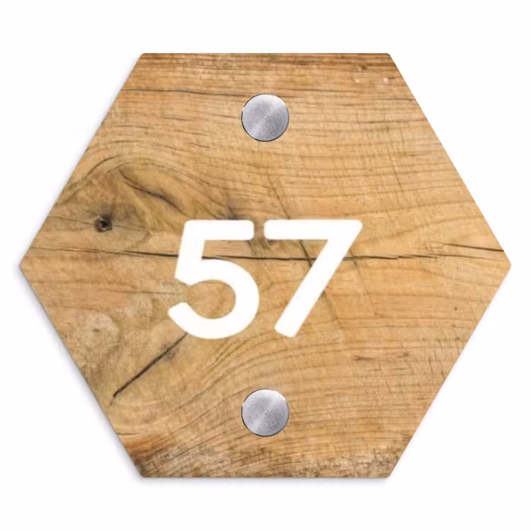 Naambordje voordeur - Hexagon - Hout - Traditioneel — 1