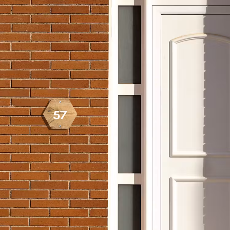 Naambordje voordeur - Hexagon - Hout - Traditioneel — 2