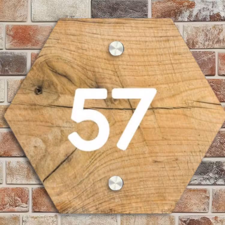 Naambordje voordeur - Hexagon - Hout - Traditioneel — 4