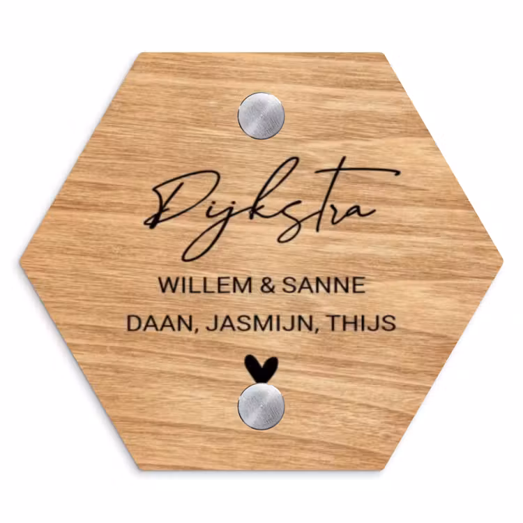 Naambordje voordeur - Hexagon - Licht hout - Sierlijk — 1