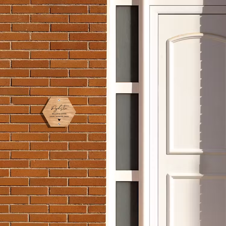 Naambordje voordeur - Hexagon - Licht hout - Sierlijk — 2