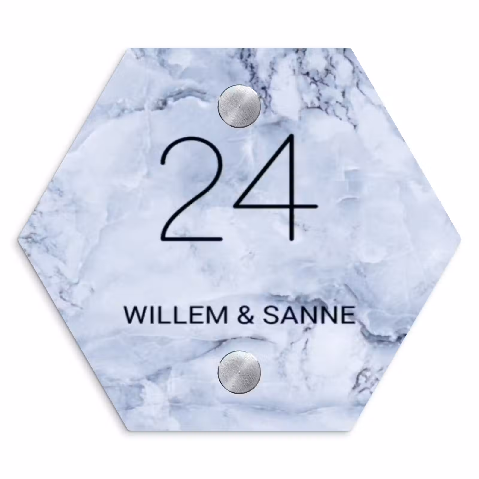 Naambordje voordeur - Hexagon - Blauw marmer - Klassiek — 1