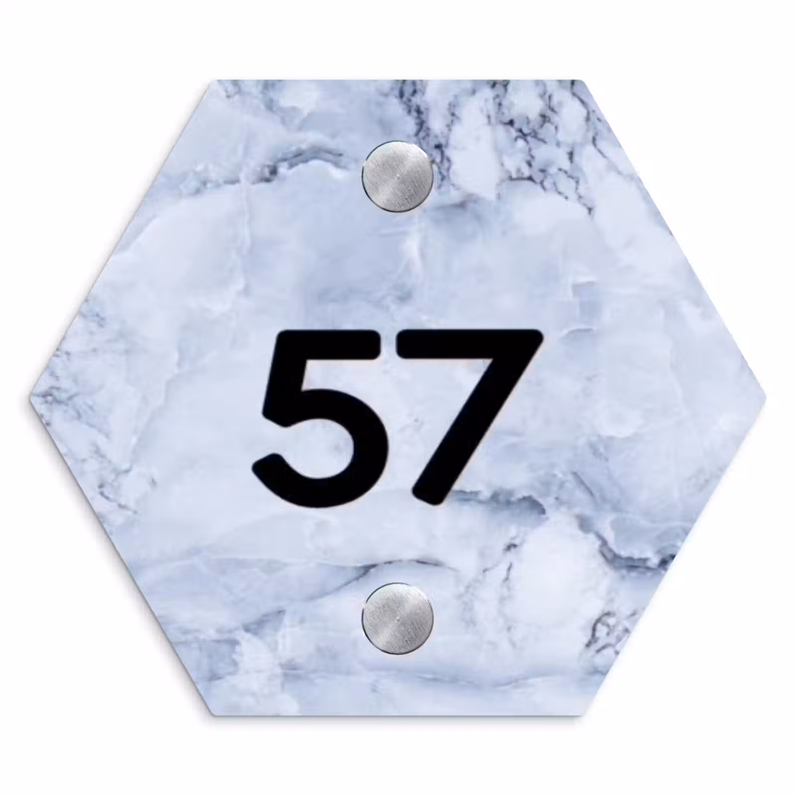 Naambordje voordeur - Hexagon - Blauw marmer - Traditioneel — 1