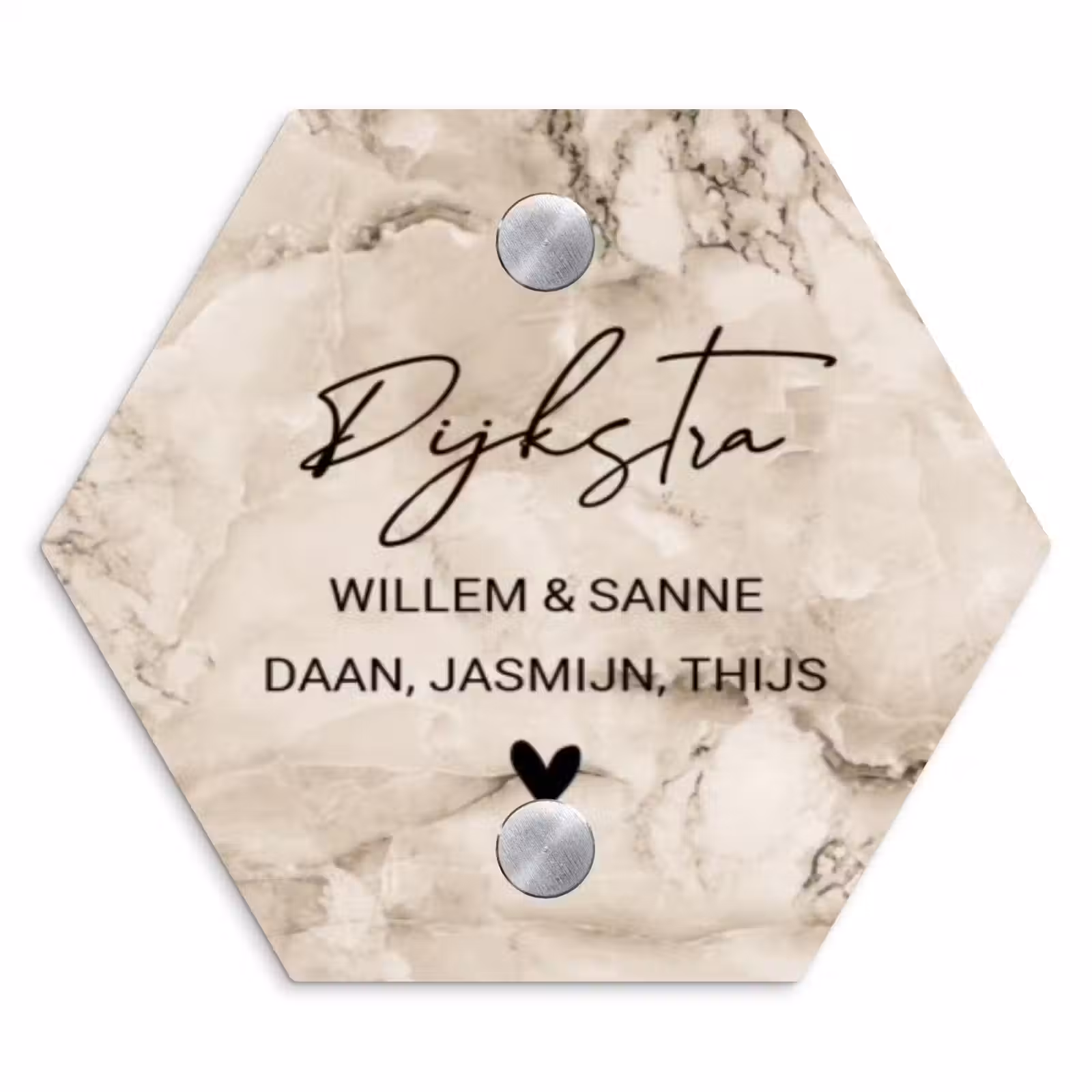 Naambordje voordeur - Hexagon - Lichtbruin marmer - Sierlijk — 1