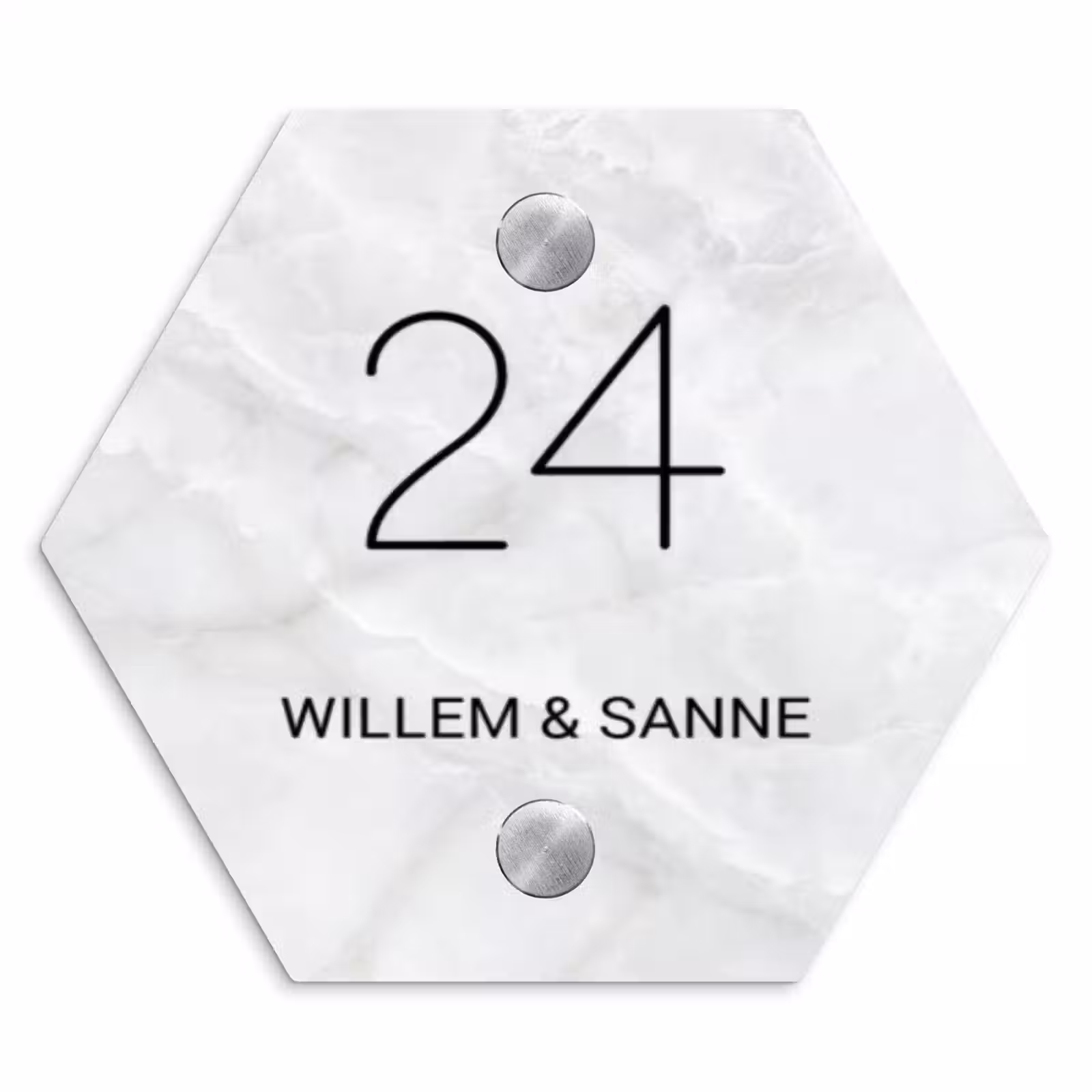 Naambordje voordeur - Hexagon - Lichtgrijs marmer - Klassiek — 1