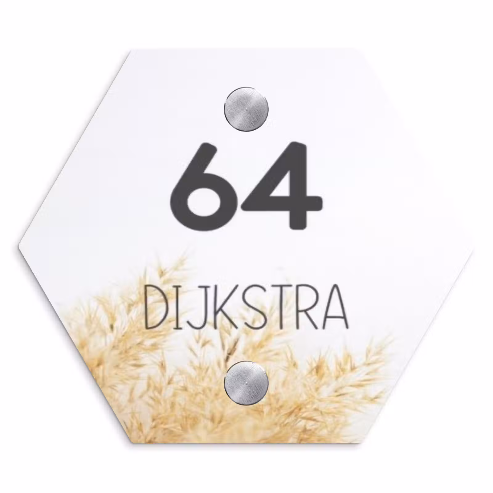 Naambordje voordeur - Hexagon - Pluimgras - Modern — 1