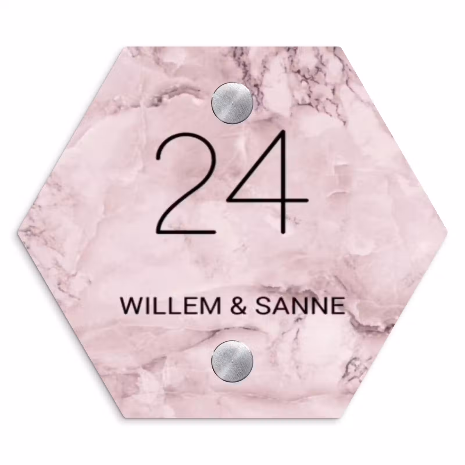 Naambordje voordeur - Hexagon - Roze marmer - Klassiek — 1