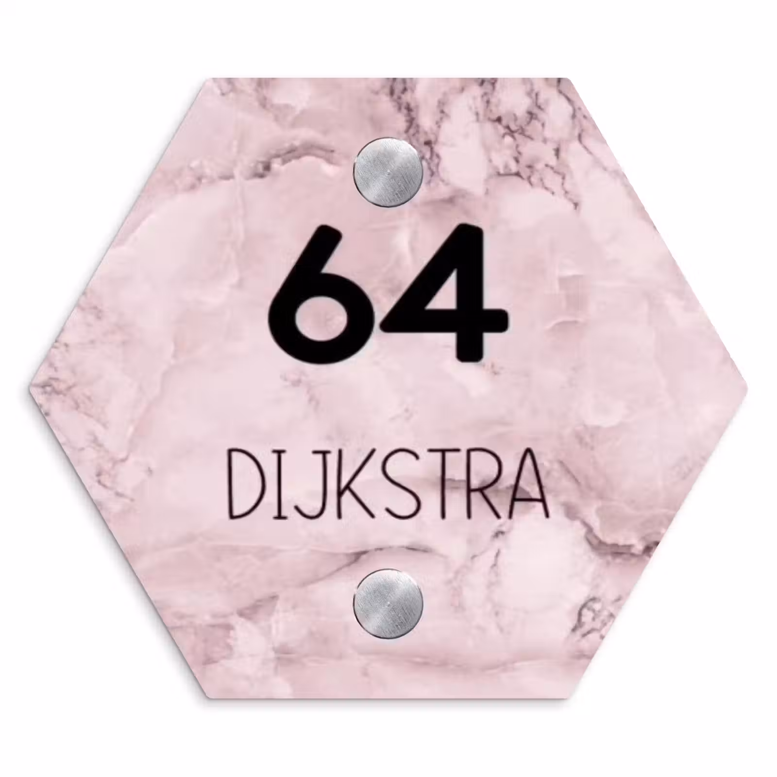 Naambordje voordeur - Hexagon - Roze marmer - Modern — 1
