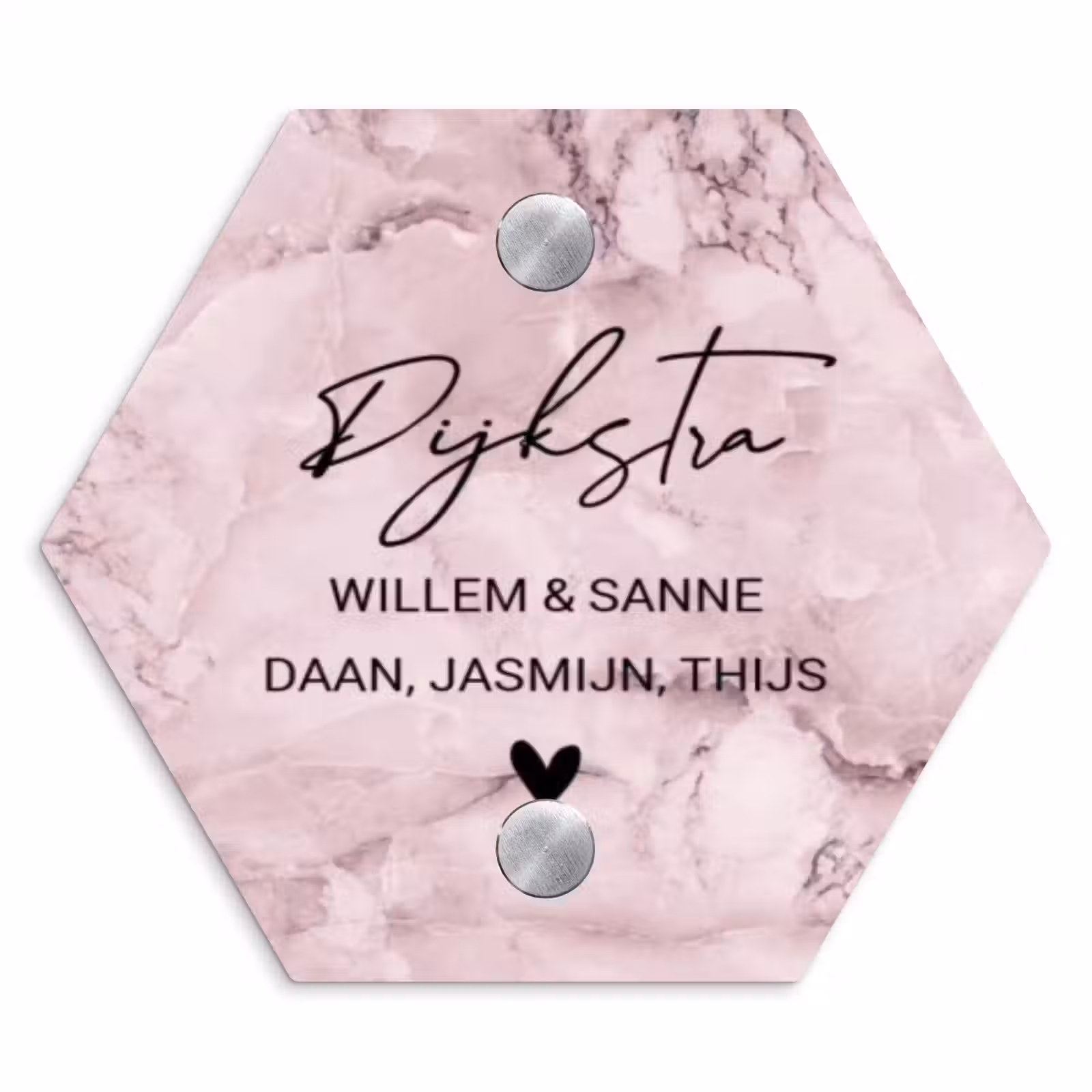 Naambordje voordeur - Hexagon - Roze marmer - Sierlijk — 1