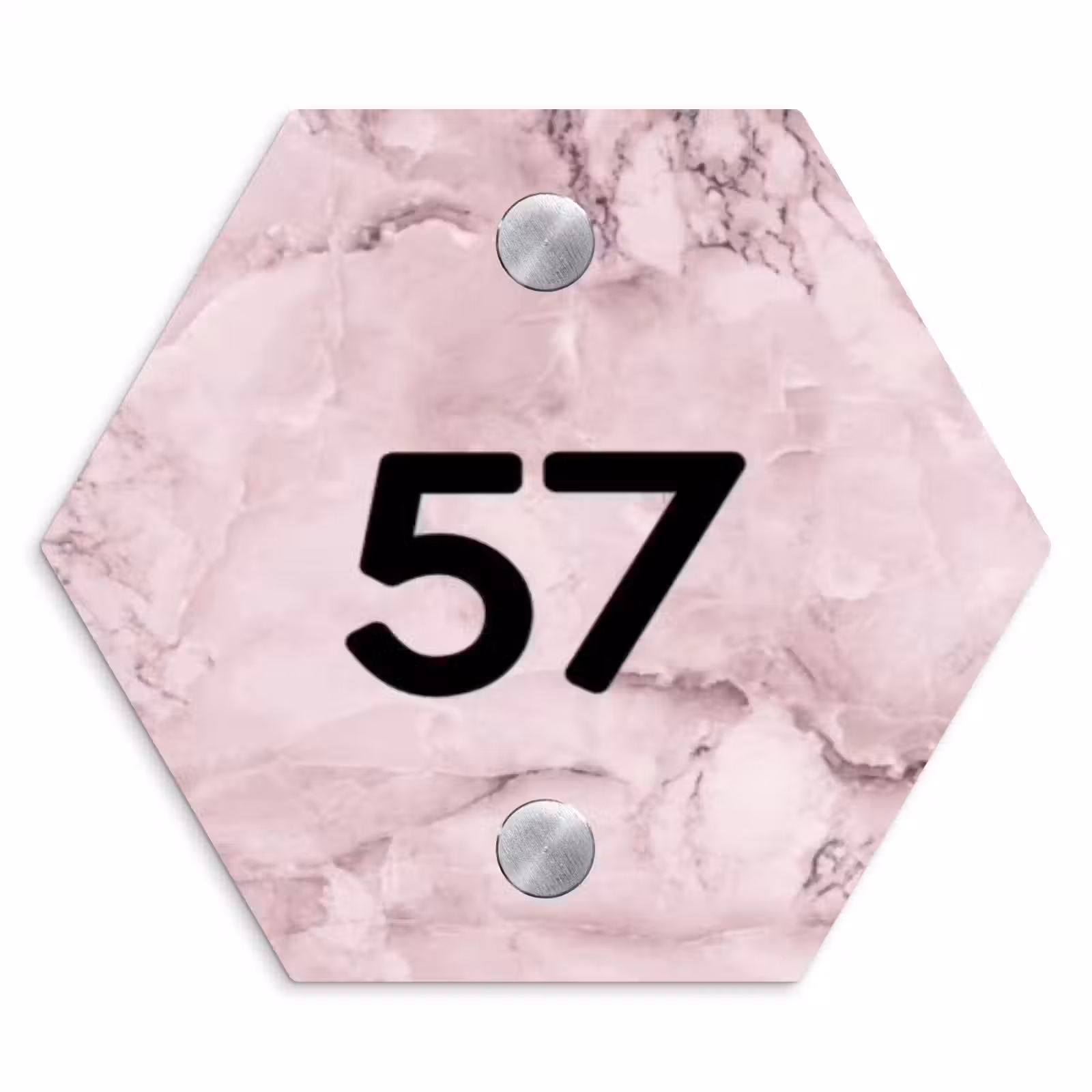 Naambordje voordeur - Hexagon - Roze marmer - Traditioneel — 1