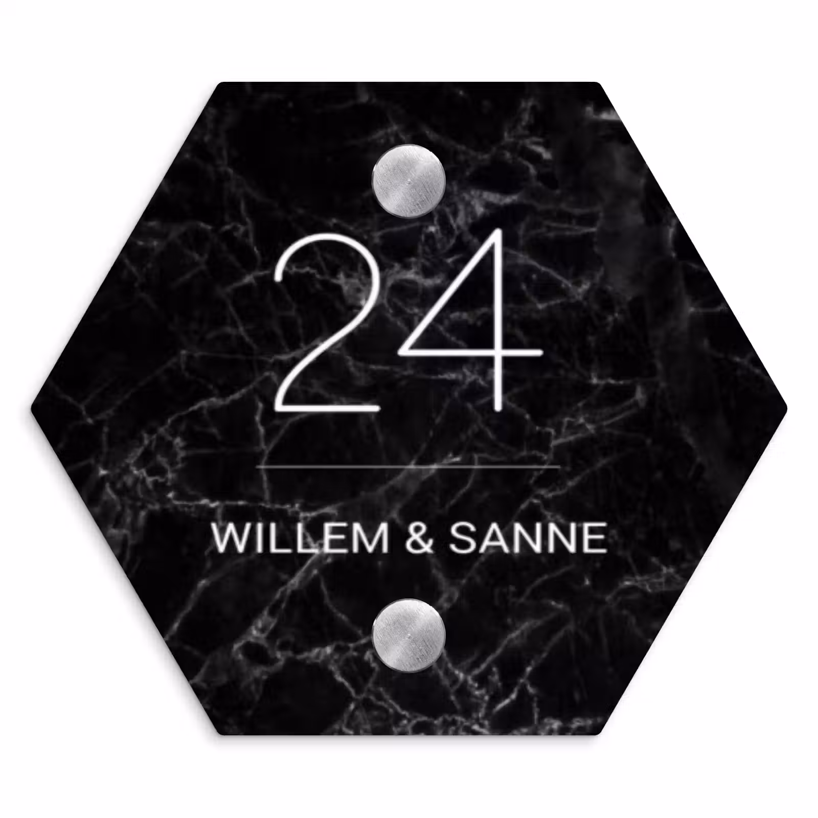 Naambordje voordeur - Hexagon - Zwarte marmer - Klassiek — 1