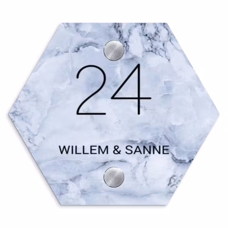 Naambordje voordeur - Hexagon - Blauw marmer - Klassiek — 1