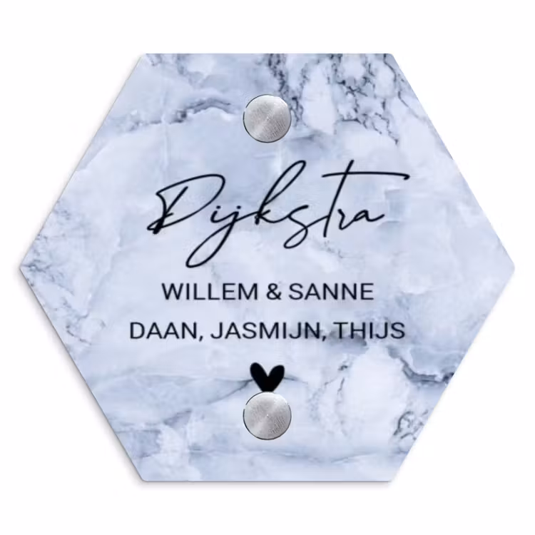 Naambordje voordeur - Hexagon - Blauw marmer - Sierlijk — 1