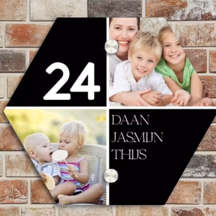 Naambordje voordeur - Hexagon - Familieportret strak zwart - Klassiek — 4