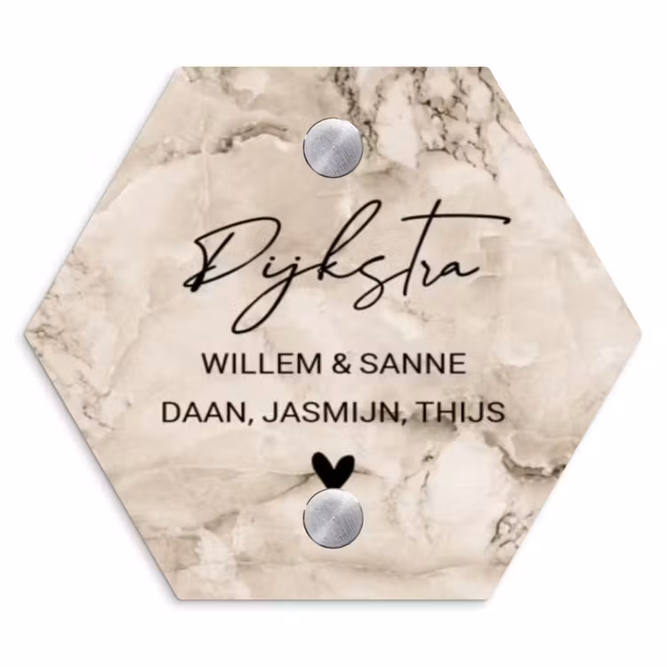 Naambordje voordeur - Hexagon - Lichtbruin marmer - Sierlijk — 1