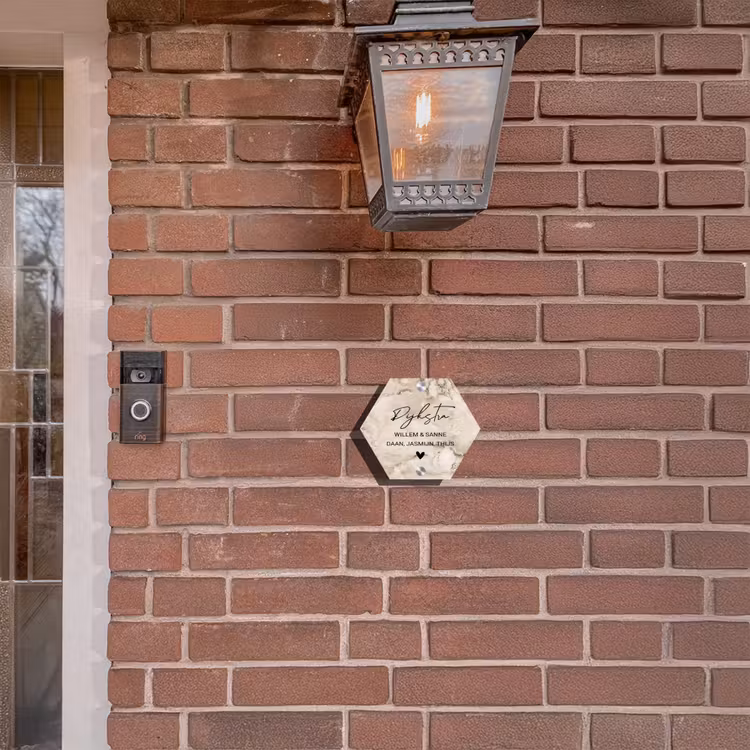 Naambordje voordeur - Hexagon - Lichtbruin marmer - Sierlijk — 3