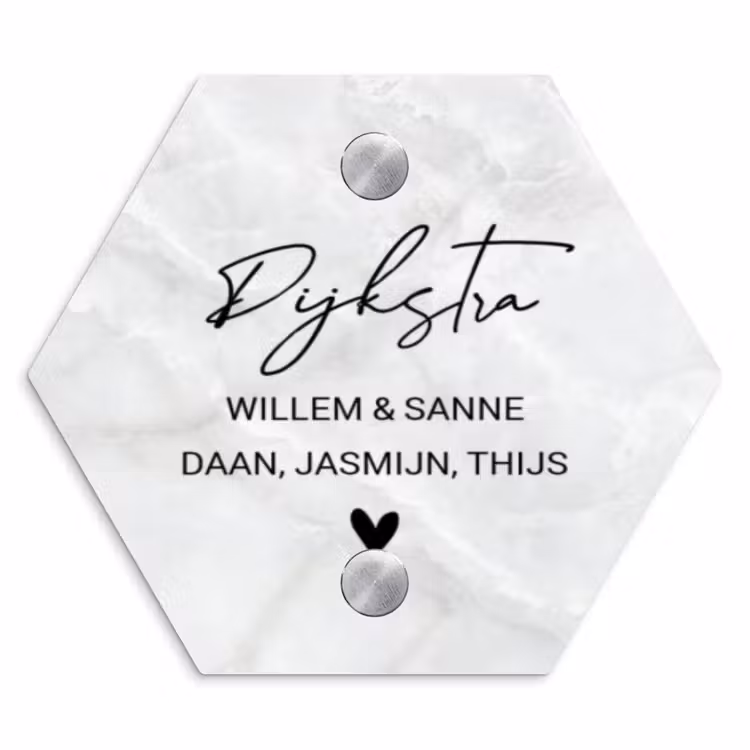 Naambordje voordeur - Hexagon - Lichtgrijs marmer - Sierlijk — 1