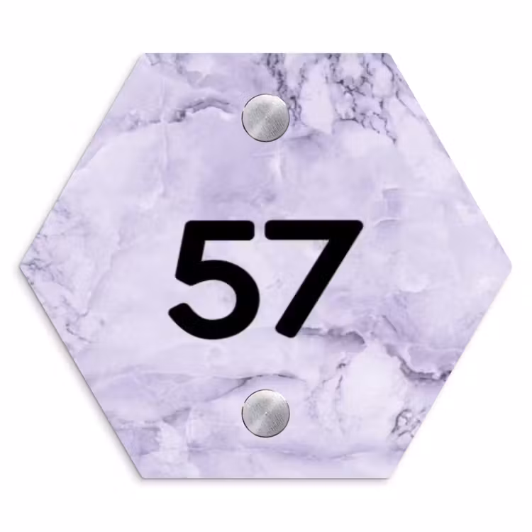Naambordje voordeur - Hexagon - Paars marmer - Traditioneel — 1