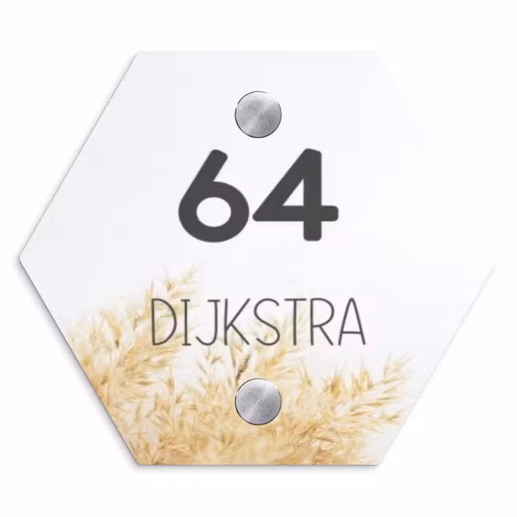 Naambordje voordeur - Hexagon - Pluimgras - Modern — 1