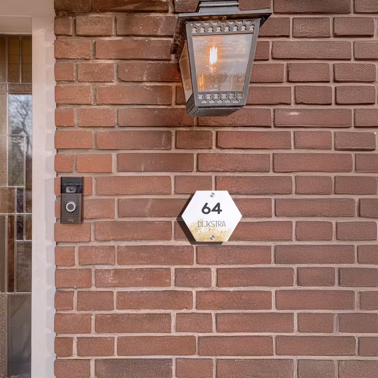 Naambordje voordeur - Hexagon - Pluimgras - Modern — 3