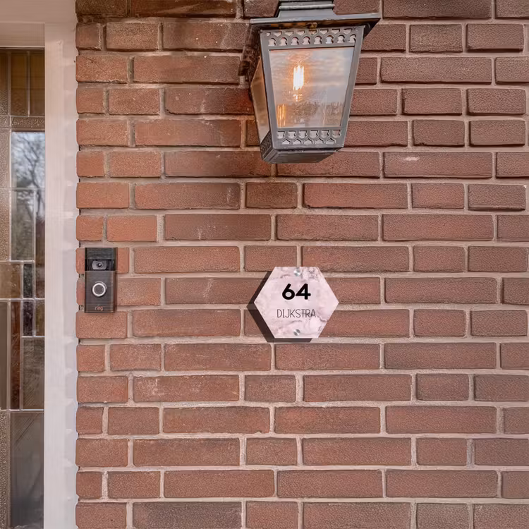 Naambordje voordeur - Hexagon - Roze marmer - Modern — 3