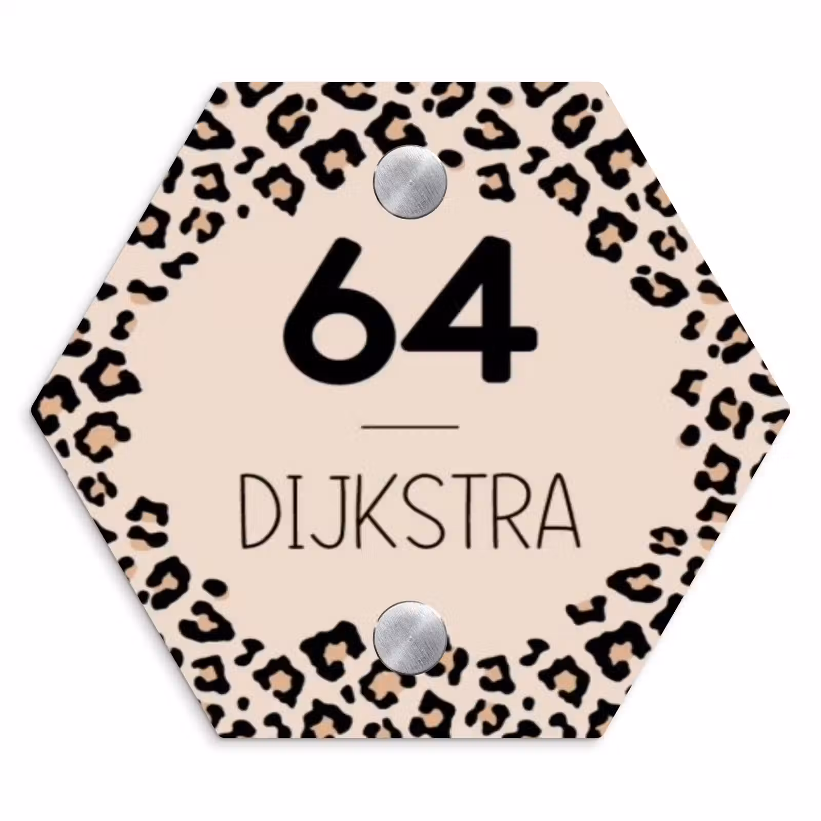 Naambordje voordeur - Hexagon - Beige luipaardprint - Modern — 1