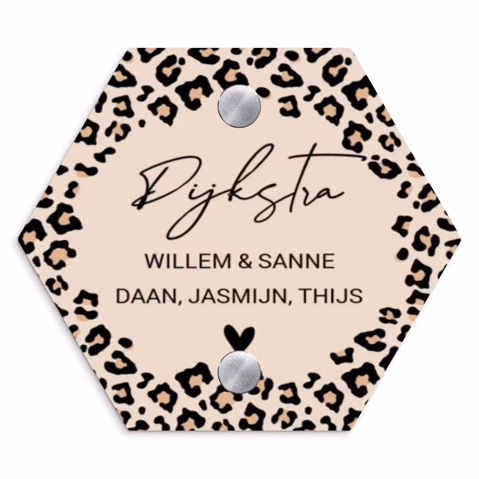 Naambordje voordeur - Hexagon - Beige luipaardprint - Sierlijk — 1