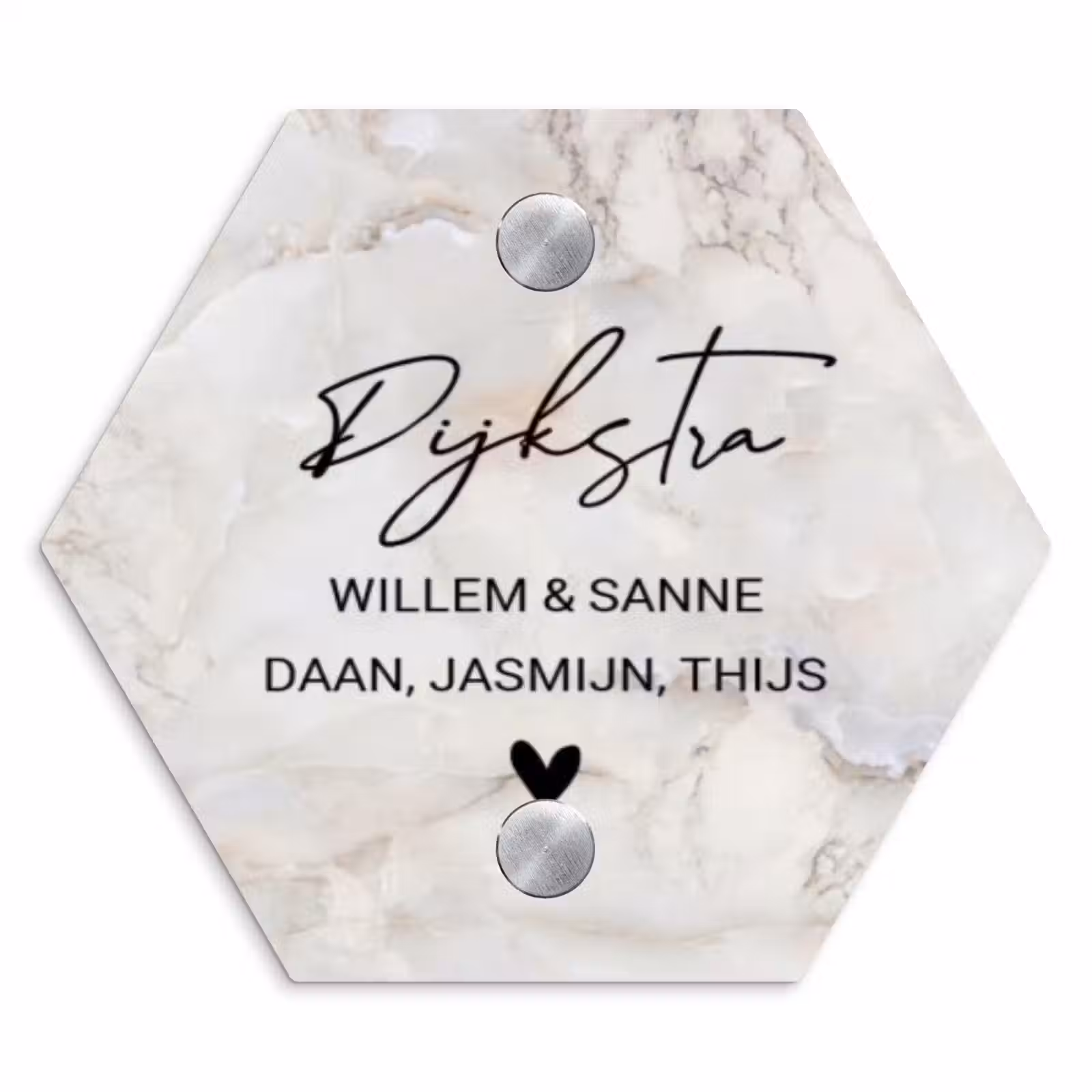 Naambordje voordeur - Hexagon - Beige marmer - Sierlijk — 1