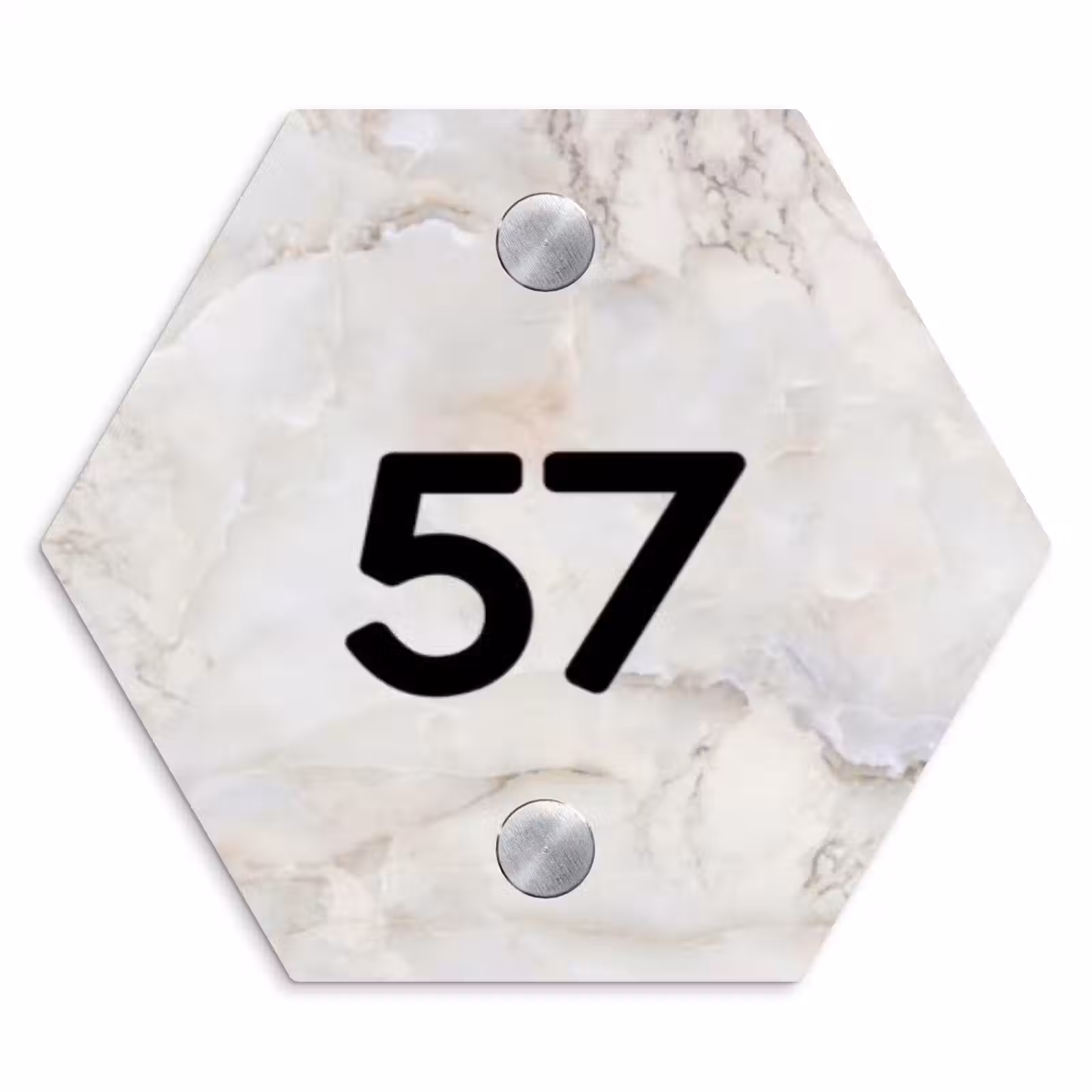 Naambordje voordeur - Hexagon - Beige marmer - Traditioneel — 1