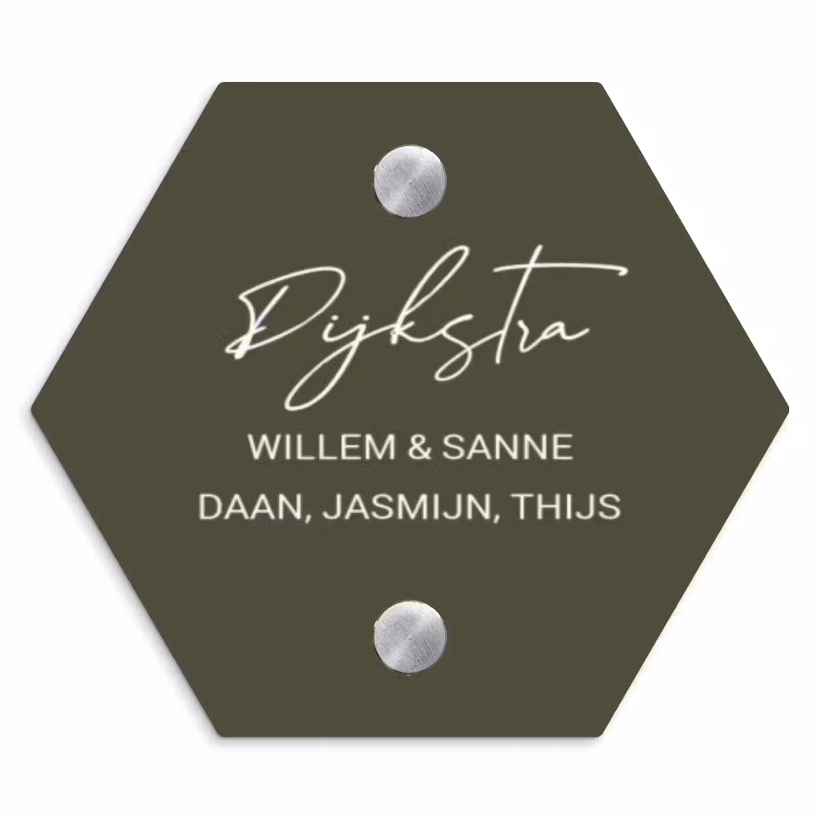 Naambordje voordeur - Hexagon - Donkergroen - Sierlijk — 1