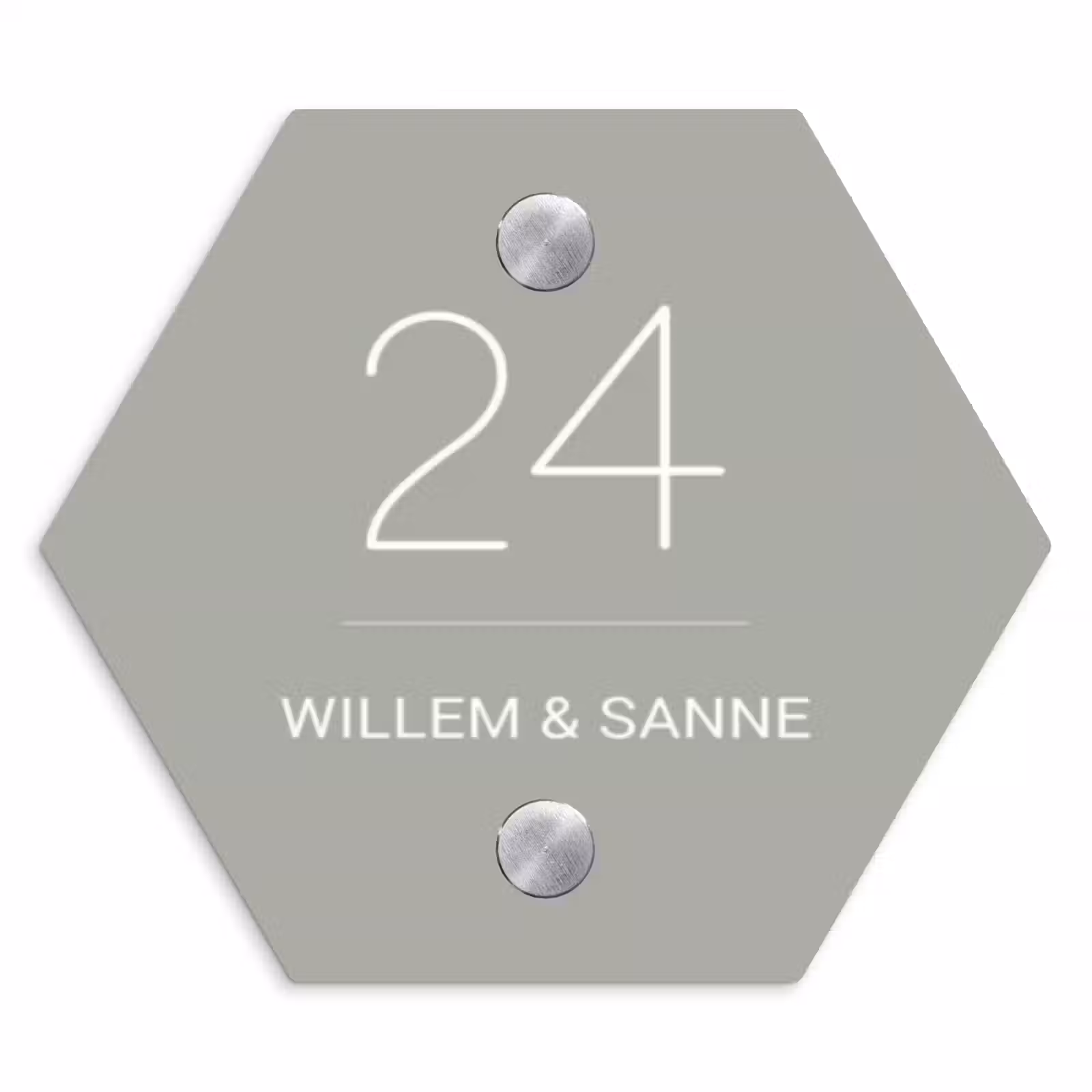 Naambordje voordeur - Hexagon - Effen lichtgrijs - Klassiek — 1