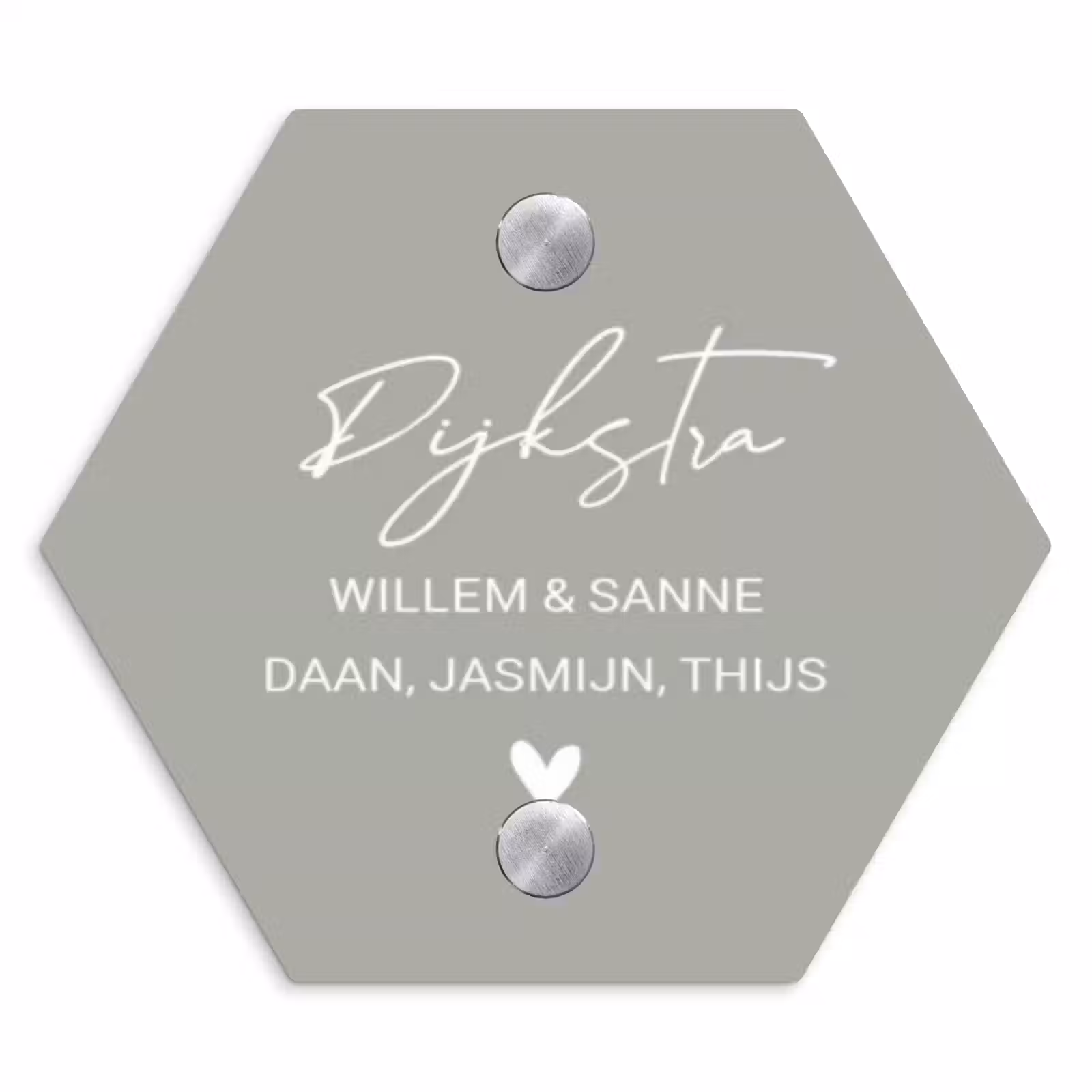 Naambordje voordeur - Hexagon - Effen lichtgrijs - Sierlijk — 1