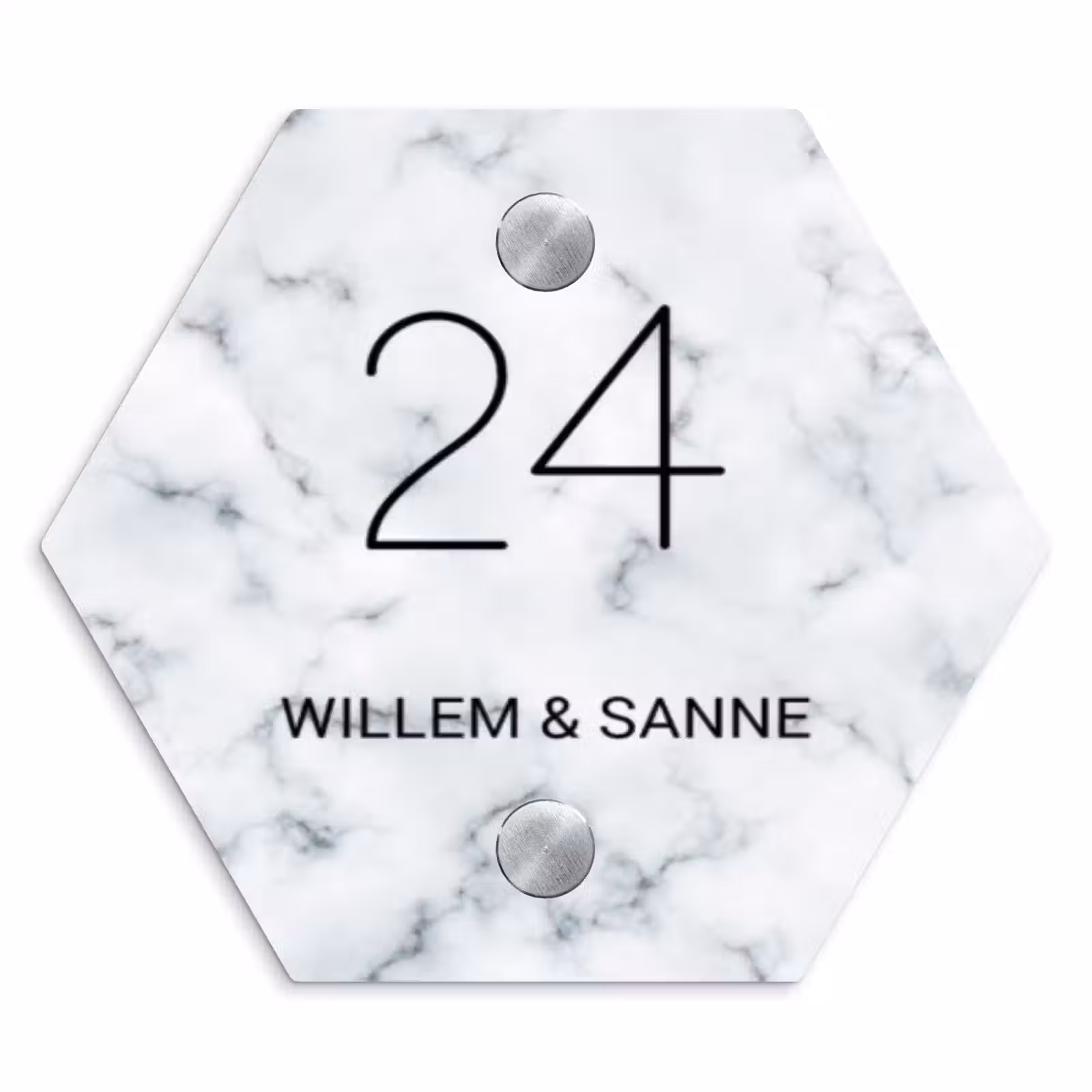 Naambordje voordeur - Hexagon - Lichtblauw marmer - Klassiek — 1