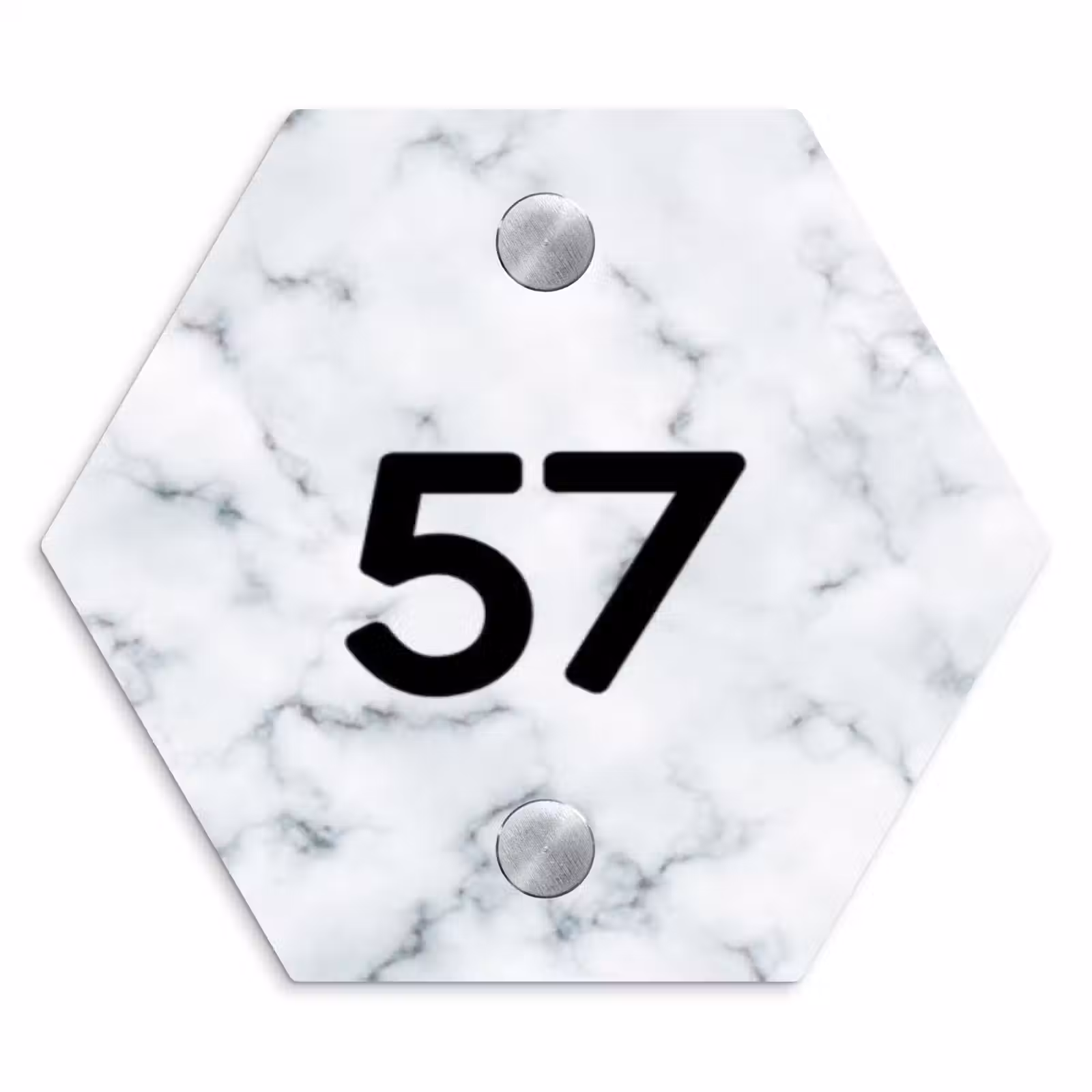 Naambordje voordeur - Hexagon - Lichtblauw marmer - Traditioneel — 1
