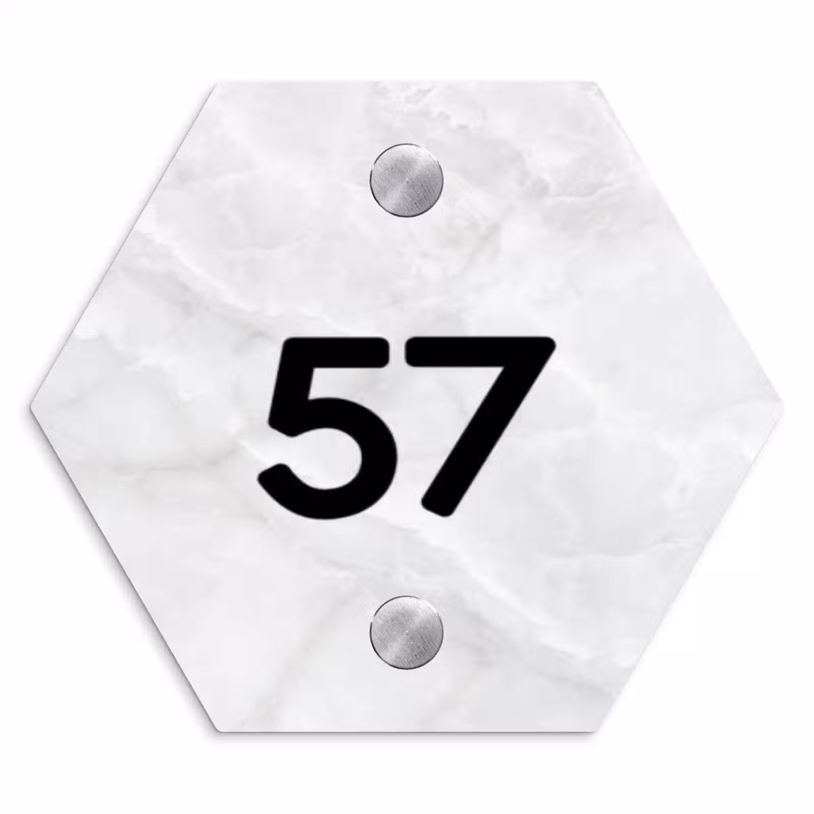 Naambordje voordeur - Hexagon - Lichtgrijs marmer - Traditioneel — 1