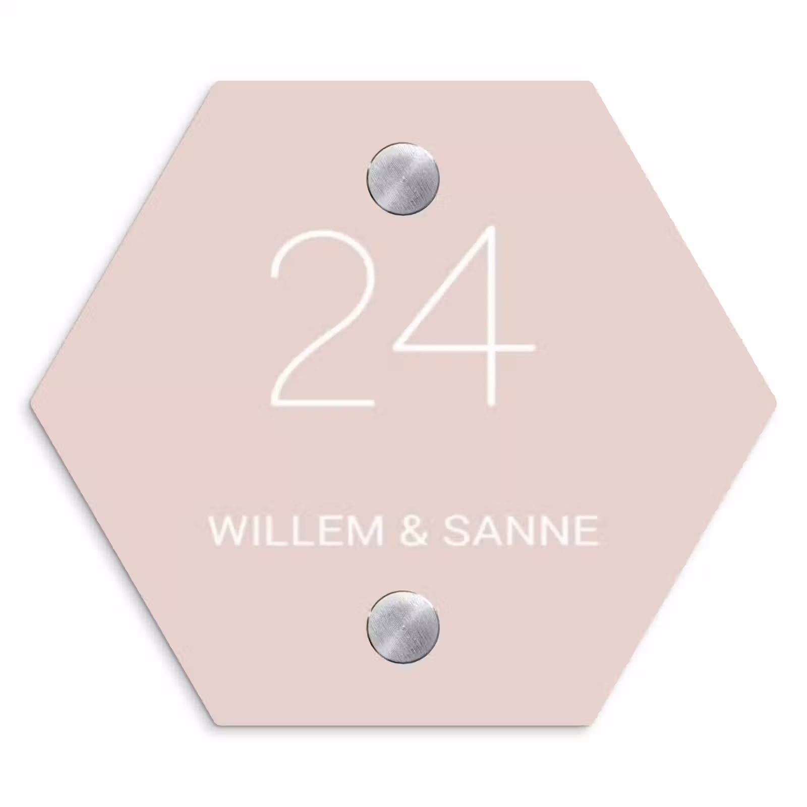 Naambordje voordeur - Hexagon - Lichtroze - Klassiek — 1