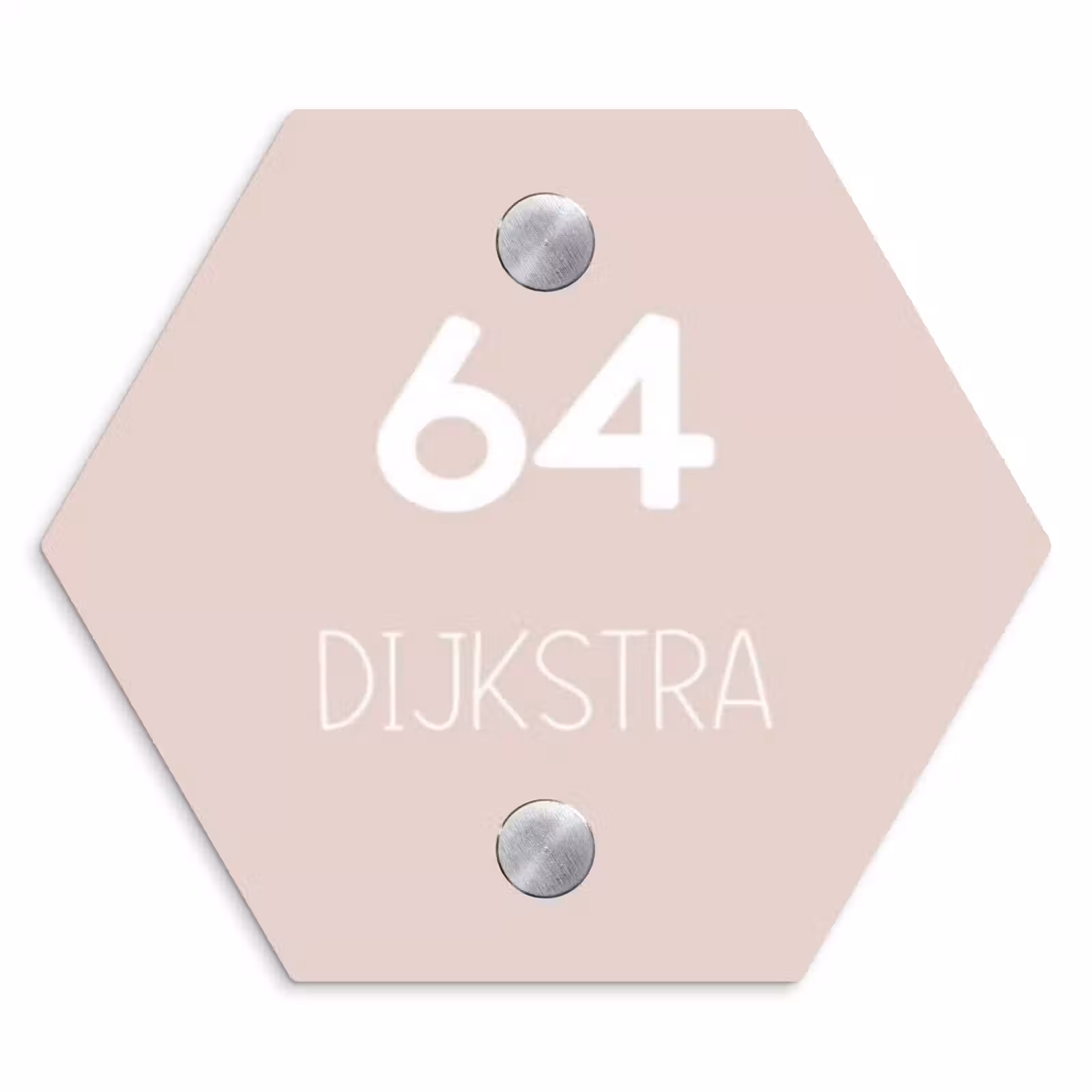 Naambordje voordeur - Hexagon - Lichtroze - Modern — 1