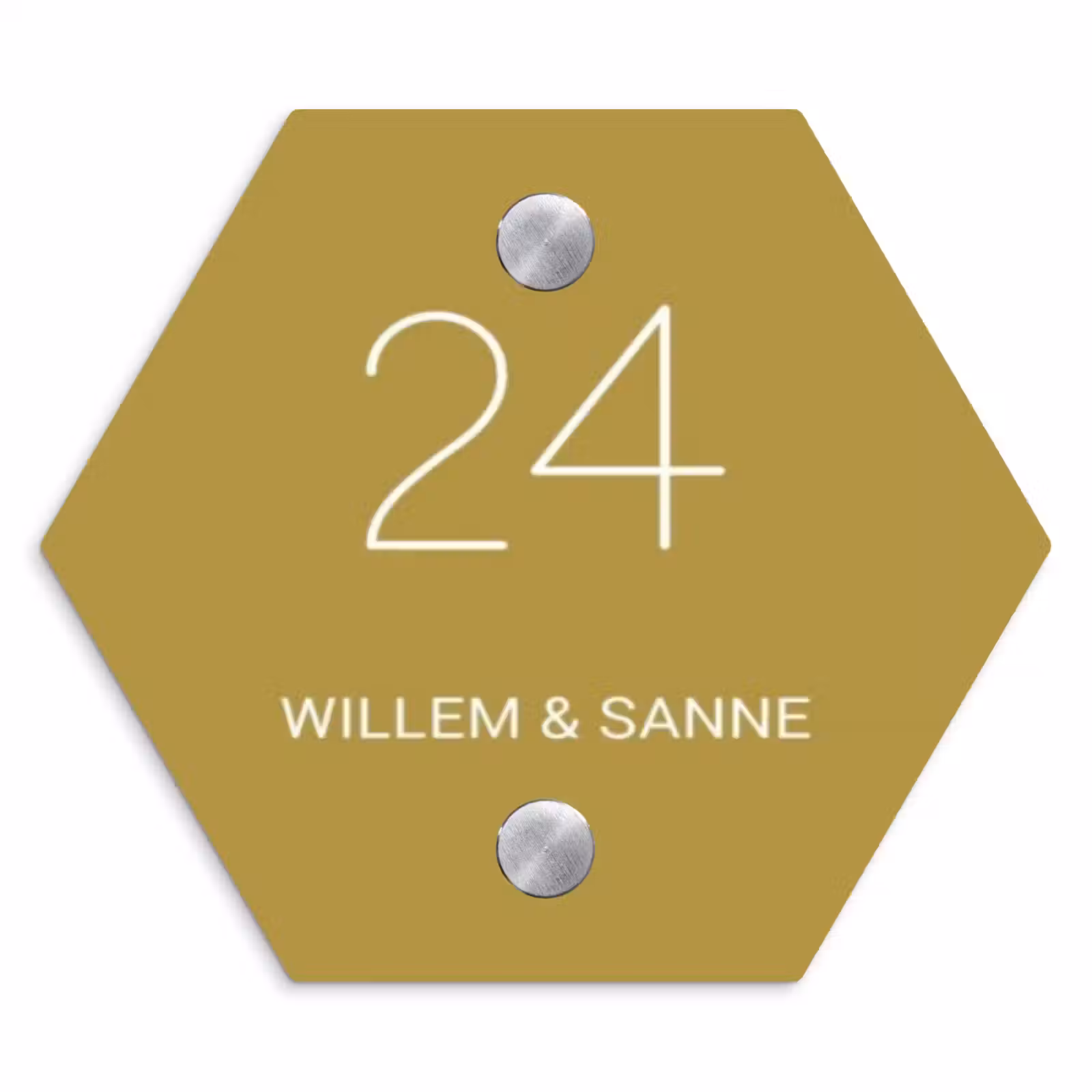 Naambordje voordeur - Hexagon - Okergeel - Klassiek — 1