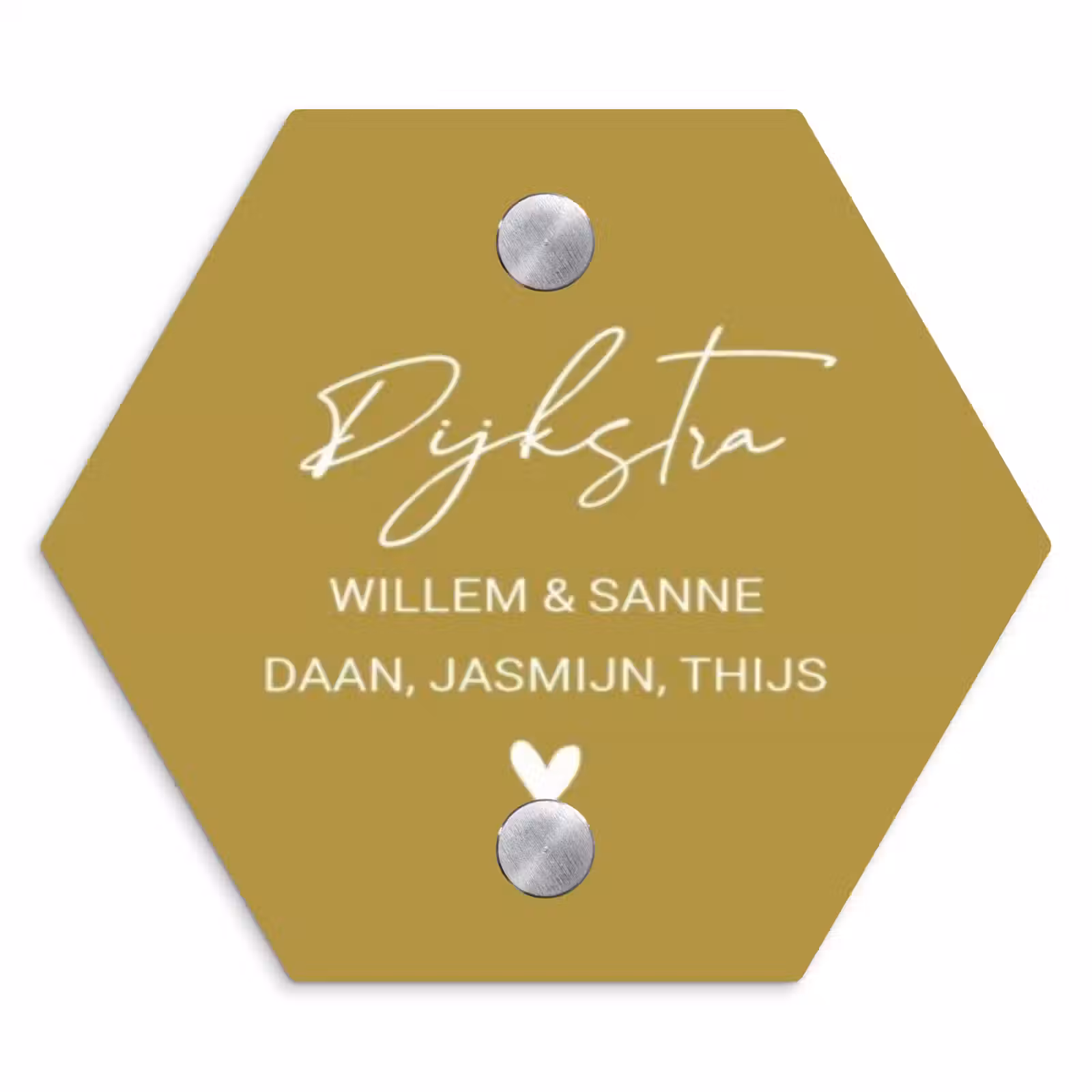 Naambordje voordeur - Hexagon - Okergeel - Sierlijk — 1