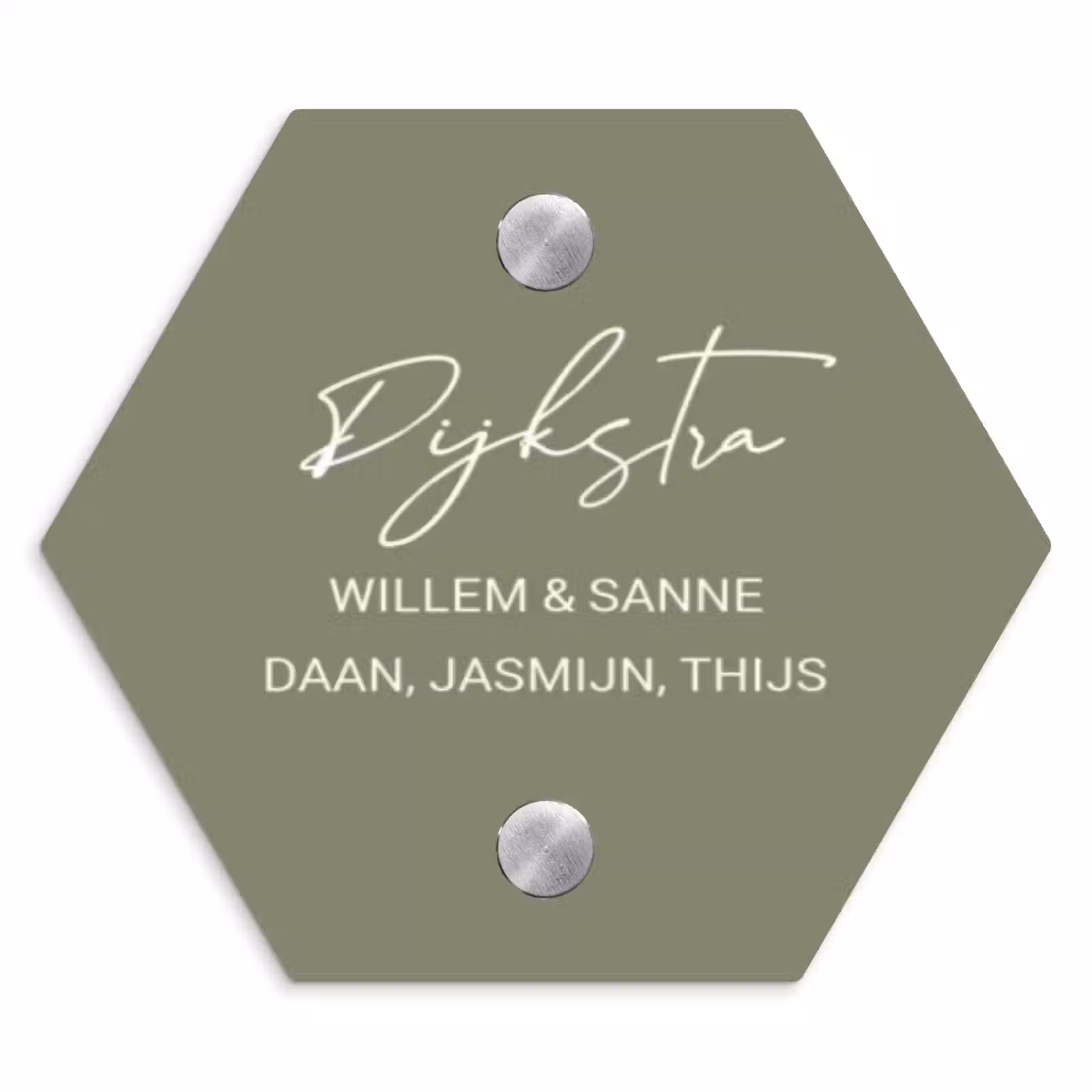 Naambordje voordeur - Hexagon - Olijfgroen - Sierlijk — 1
