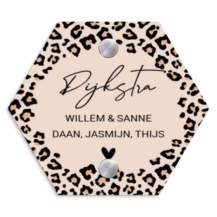 Naambordje voordeur - Hexagon - Beige luipaardprint - Sierlijk — 1
