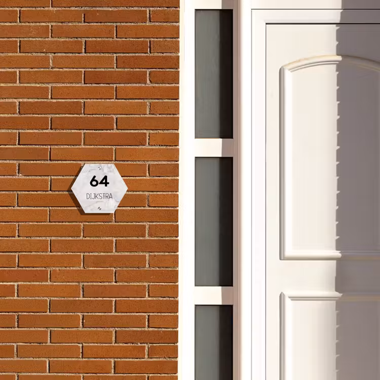 Naambordje voordeur - Hexagon - Beige marmer - Modern — 2