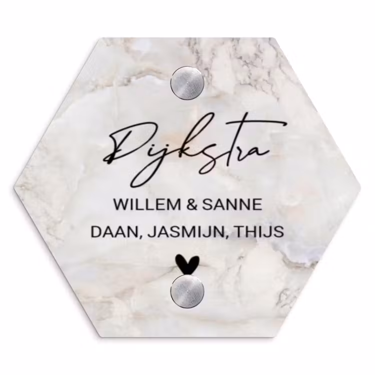 Naambordje voordeur - Hexagon - Beige marmer - Sierlijk — 1