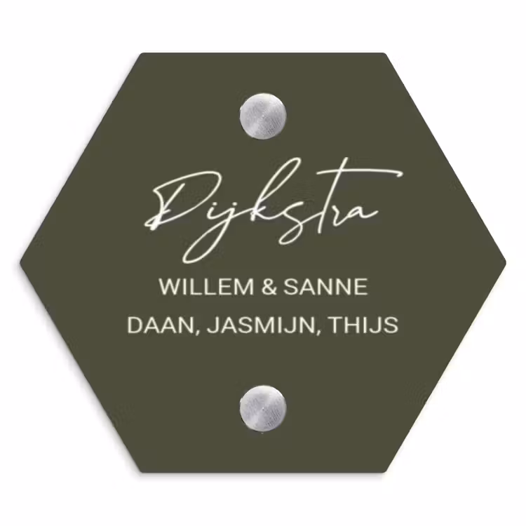 Naambordje voordeur - Hexagon - Donkergroen - Sierlijk — 1