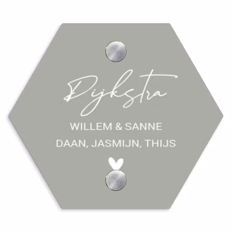 Naambordje voordeur - Hexagon - Effen lichtgrijs - Sierlijk — 1