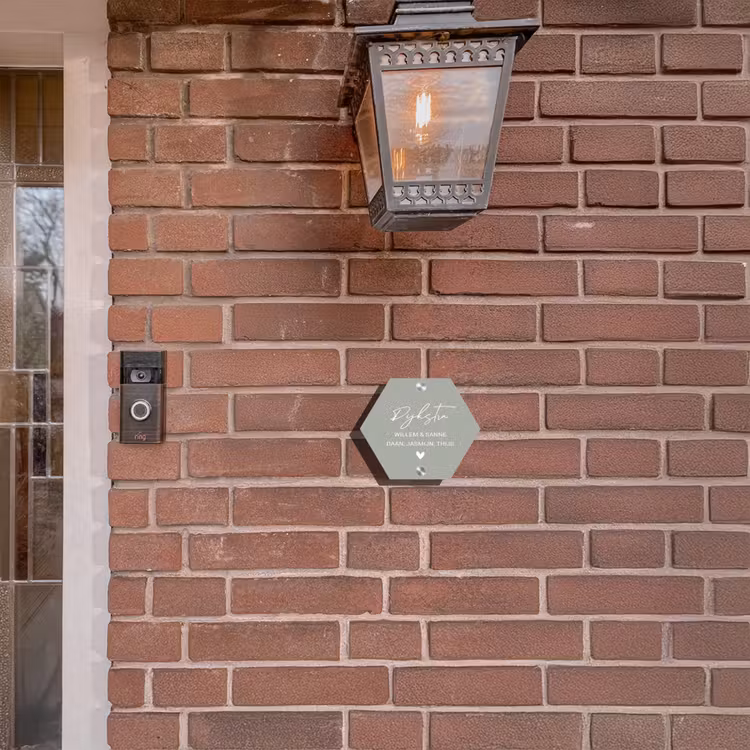 Naambordje voordeur - Hexagon - Effen lichtgrijs - Sierlijk — 3